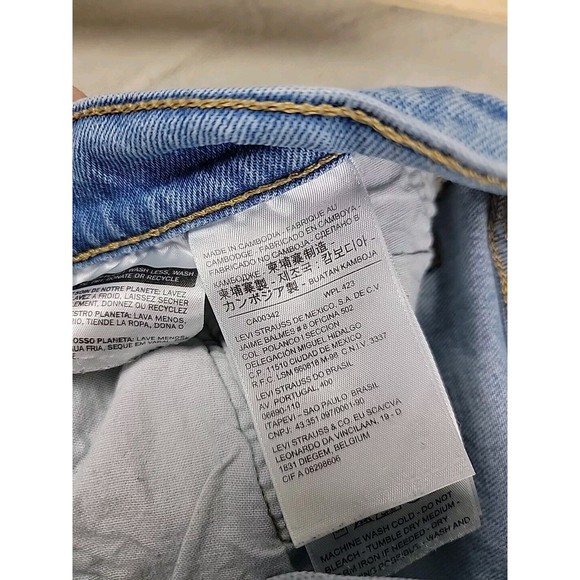 Levis 501 Jeans Mens 28x28 * Button Fly Light Blue Mid Rise Stretch Distressed - Picture 14 of 16